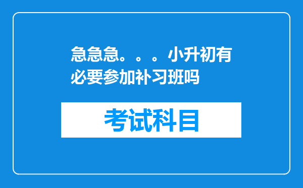 急急急。。。小升初有必要参加补习班吗