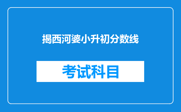 揭西河婆小升初分数线