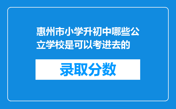 惠州市小学升初中哪些公立学校是可以考进去的