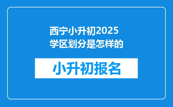 西宁小升初2025学区划分是怎样的