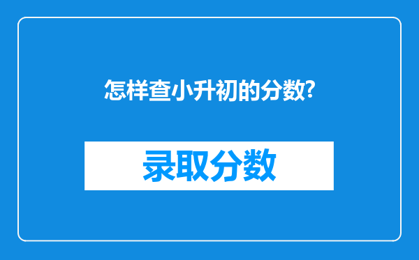 怎样查小升初的分数?