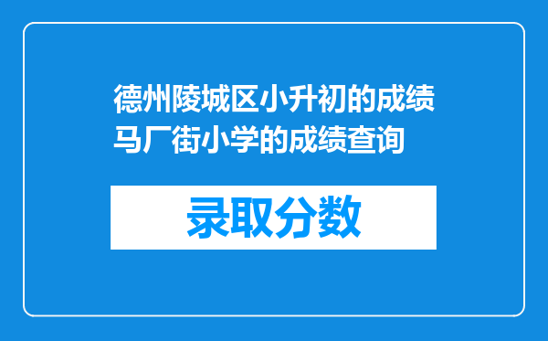 德州陵城区小升初的成绩马厂街小学的成绩查询