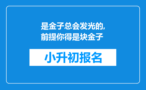 是金子总会发光的,前提你得是块金子