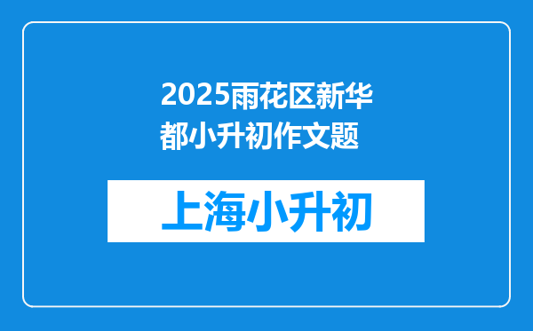 2025雨花区新华都小升初作文题