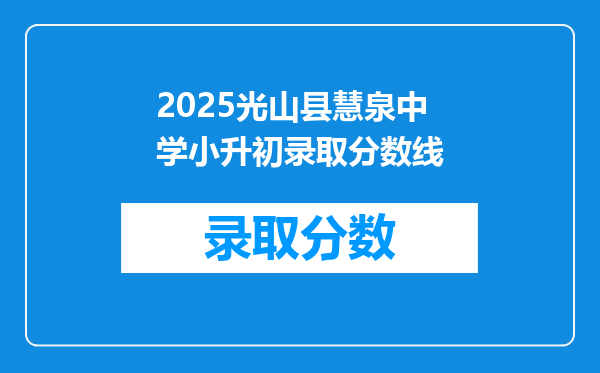 2025光山县慧泉中学小升初录取分数线