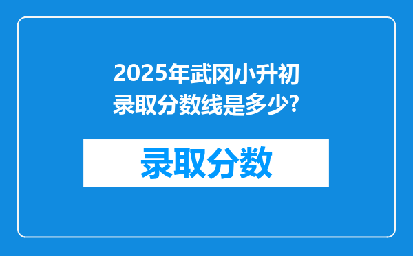 2025年武冈小升初录取分数线是多少?