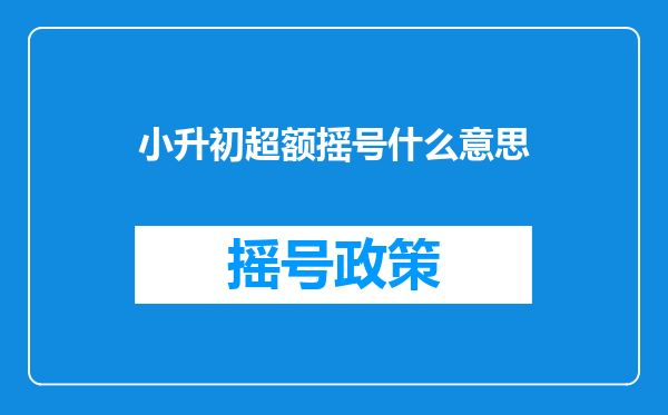 小升初超额摇号什么意思