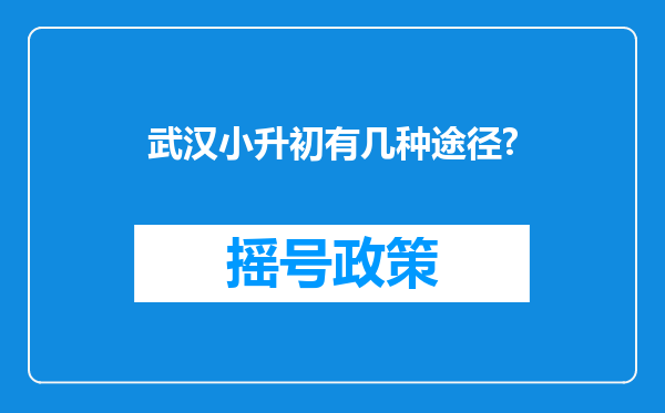 武汉小升初有几种途径?