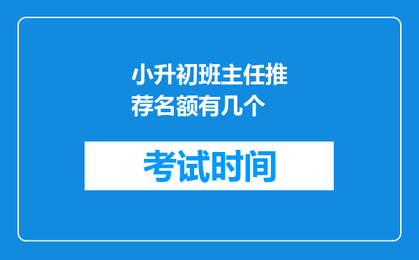 小升初班主任推荐名额有几个