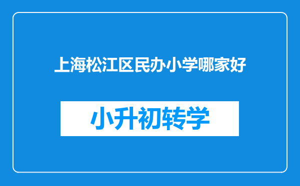 上海松江区民办小学哪家好