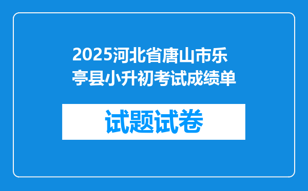 2025河北省唐山市乐亭县小升初考试成绩单