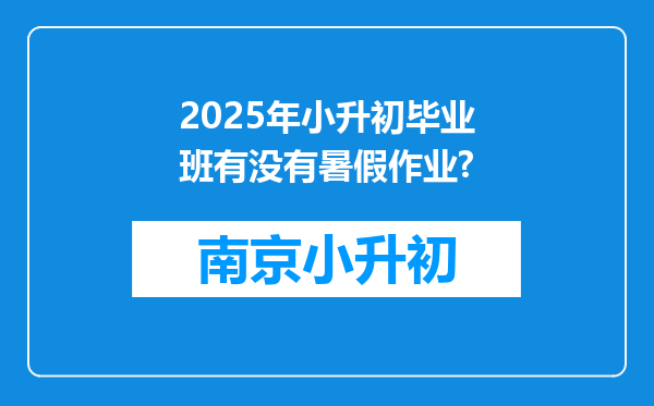 2025年小升初毕业班有没有暑假作业?