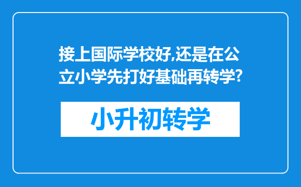 接上国际学校好,还是在公立小学先打好基础再转学?