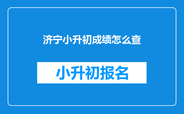 济宁小升初成绩怎么查