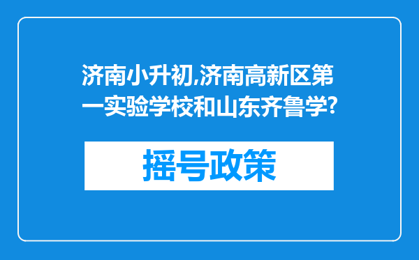 济南小升初,济南高新区第一实验学校和山东齐鲁学?