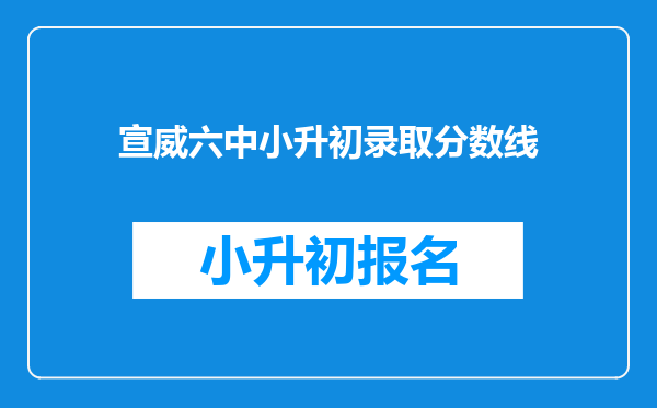 宣威六中小升初录取分数线