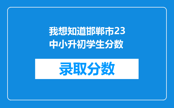 我想知道邯郸市23中小升初学生分数