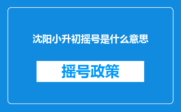 沈阳小升初摇号是什么意思