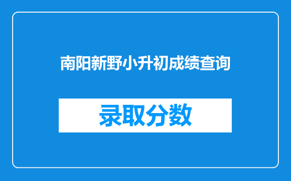 南阳新野小升初成绩查询