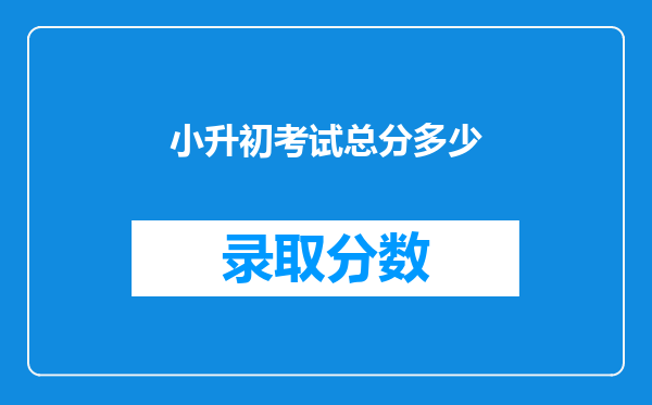 小升初考试总分多少