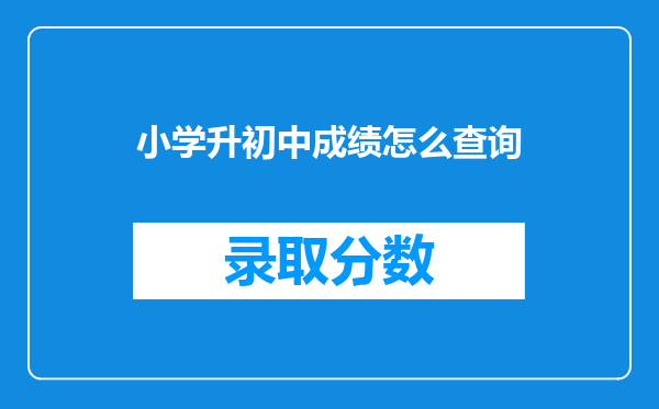 小学升初中成绩怎么查询