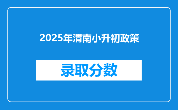 2025年渭南小升初政策