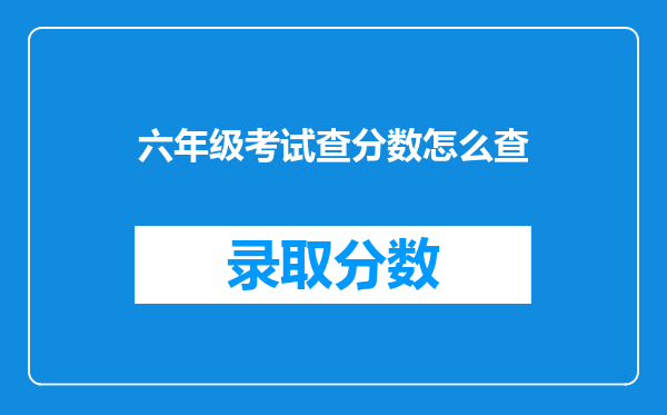 六年级考试查分数怎么查