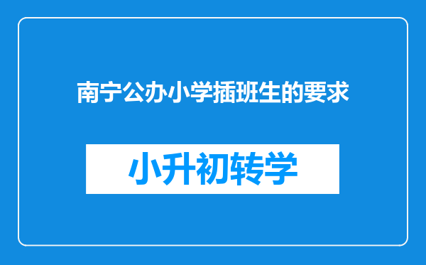 南宁公办小学插班生的要求