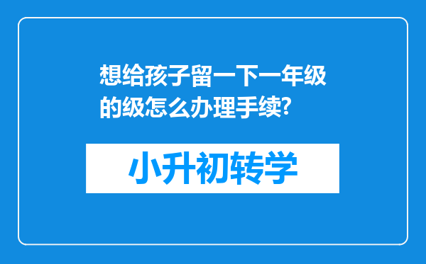 想给孩子留一下一年级的级怎么办理手续?