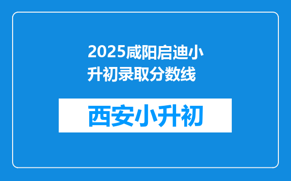 2025咸阳启迪小升初录取分数线