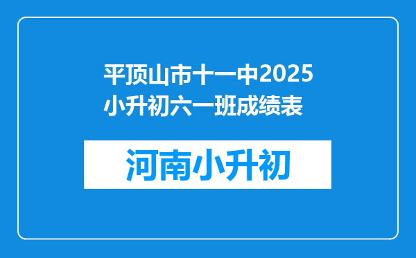 平顶山市十一中2025小升初六一班成绩表