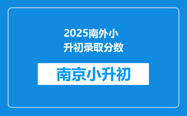 2025南外小升初录取分数