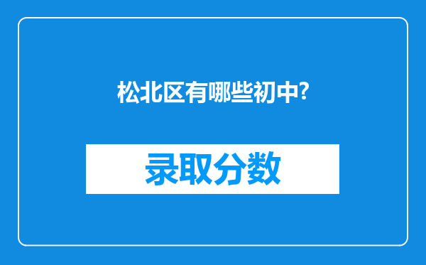 松北区有哪些初中?