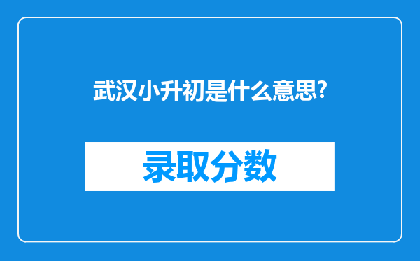 武汉小升初是什么意思?