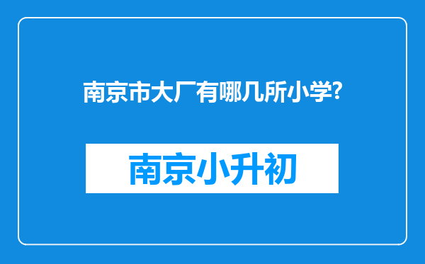 南京市大厂有哪几所小学?