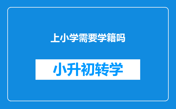 上小学需要学籍吗