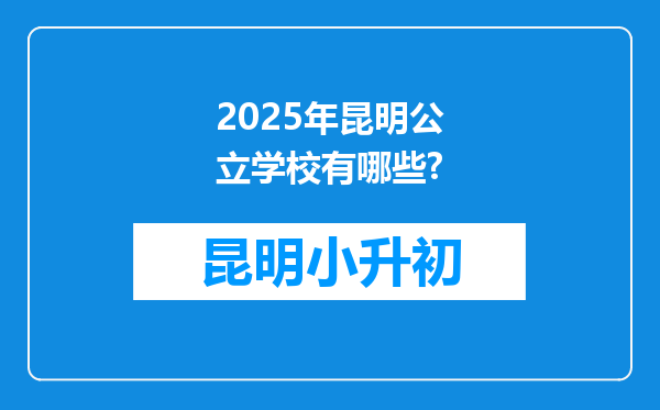 2025年昆明公立学校有哪些?