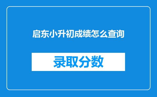 启东小升初成绩怎么查询