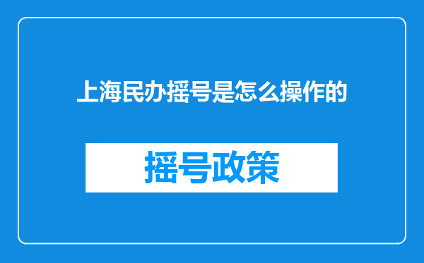 上海民办摇号是怎么操作的