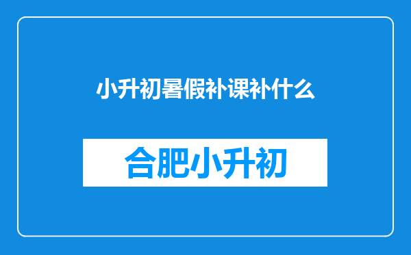 小升初暑假补课补什么