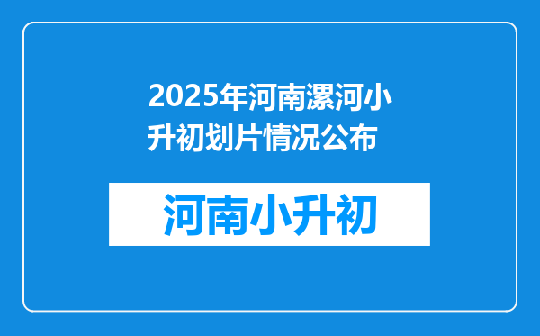 2025年河南漯河小升初划片情况公布