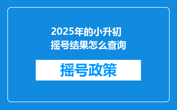 2025年的小升初摇号结果怎么查询