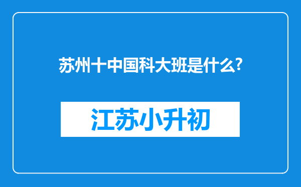 苏州十中国科大班是什么?