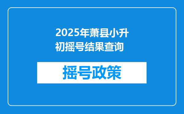 2025年萧县小升初摇号结果查询