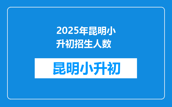 2025年昆明小升初招生人数