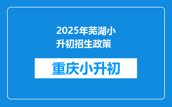 2025年芜湖小升初招生政策