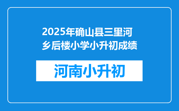 2025年确山县三里河乡后楼小学小升初成绩