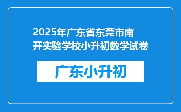 2025年广东省东莞市南开实验学校小升初数学试卷