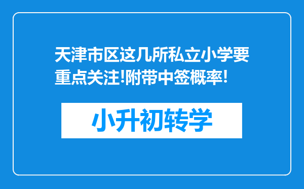 天津市区这几所私立小学要重点关注!附带中签概率!