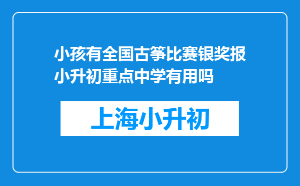 小孩有全国古筝比赛银奖报小升初重点中学有用吗